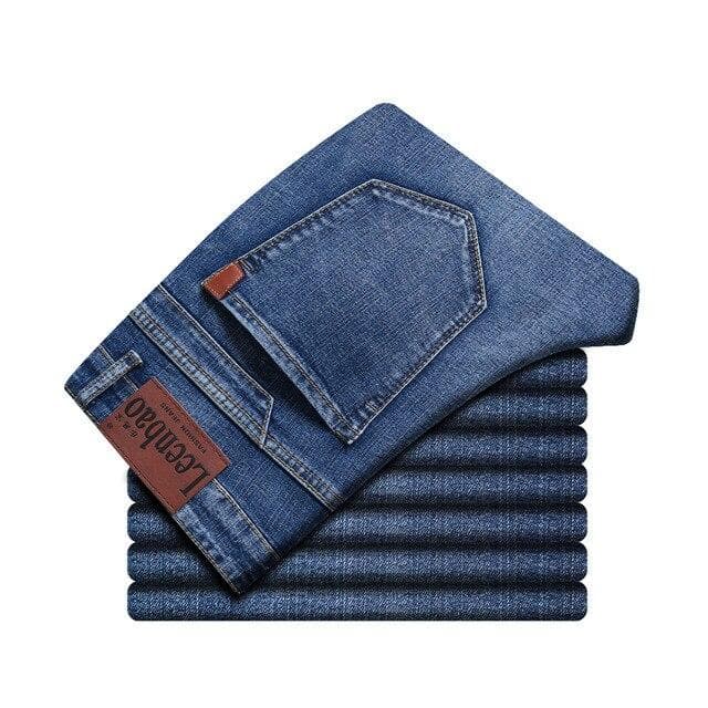 Spring Autumn 2020 Men 'S Smart Jeans Business Fashion Straight Regular Blue Stretch Denim Trousers Classic Men Plus Size 28 -40 33