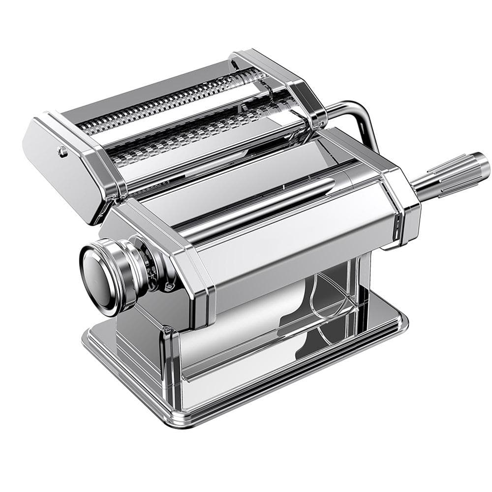 Manual Pasta Maker Machine with 6 Adjustable Thickness Settings 2-In-1 Noodles Maker for Spaghetti silver