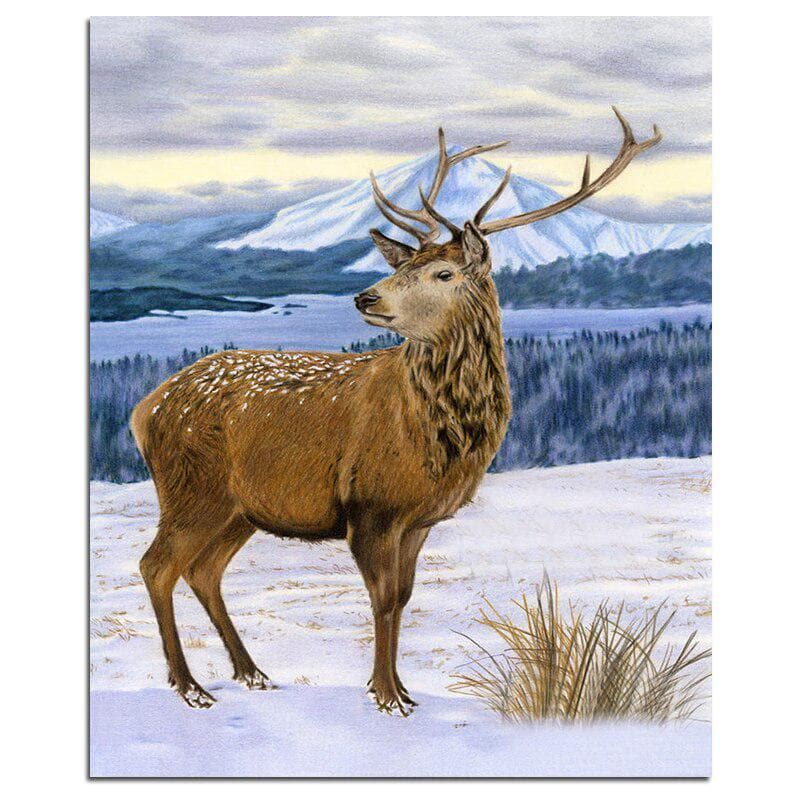 5D DIY Diamond Painting Deer Full Round Diamond Mosaic Diamond Embroidery Animal Picture 20X30CM
