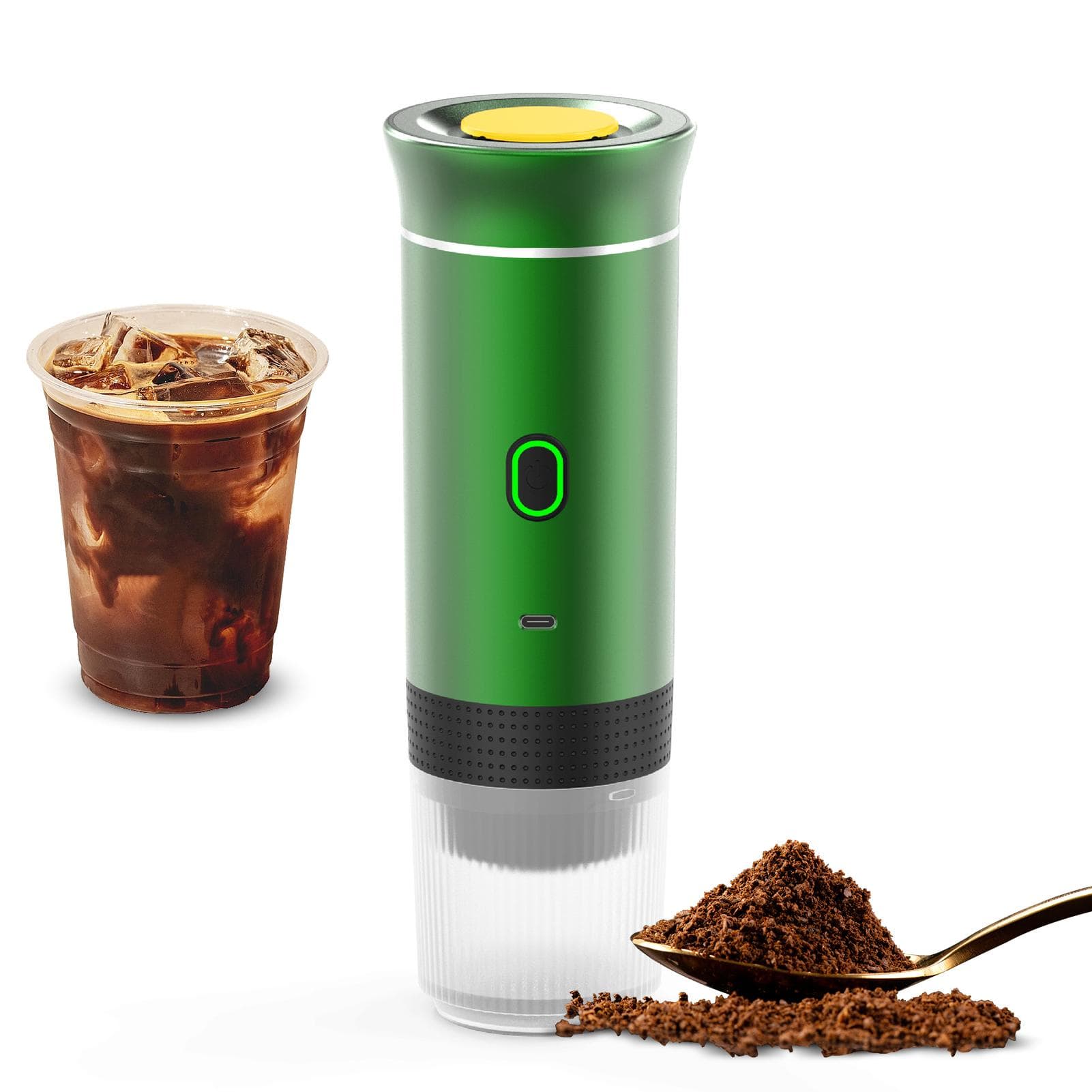 Portable Coffee Machine for Car Home Travel 3 in 1 Cordless Electric Coffee Maker Work With Capsule green