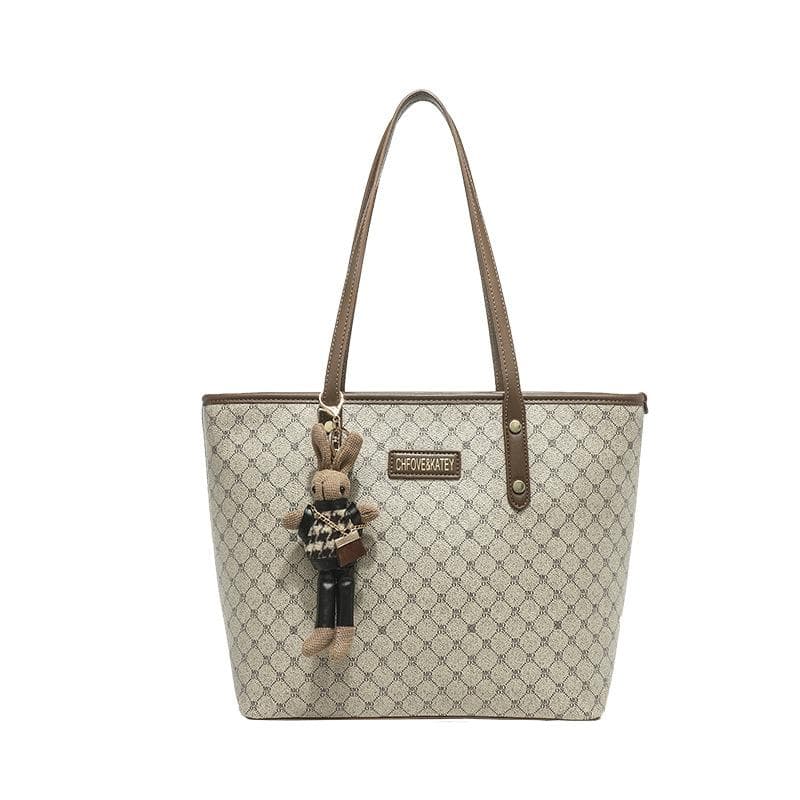 Printed Letter Shopping Simple Tote Bag Versatile Large-capacity Mom Bag for Work and Commuting Underarm Bag