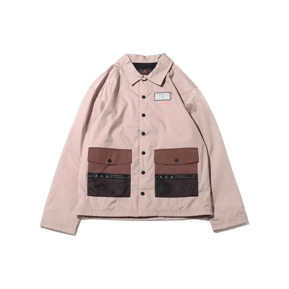 Jordan Paris Saint-Germain Collection Letter Print Logo Patch Buttoned Pocket Jacket Men Jacket Brown DM3105-010 M