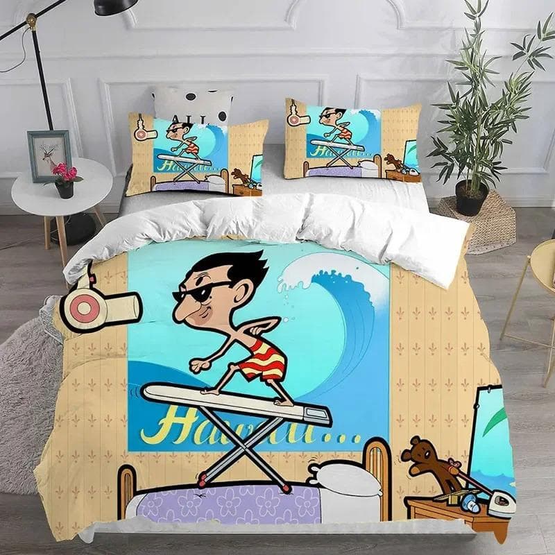 3D Mr. Bean Animated Series Bedding Sets Comforter Quilt Bed Cover Duvet Cover Pillow Case Sets Bedroom Home Textiles 70x133cm 2pcs