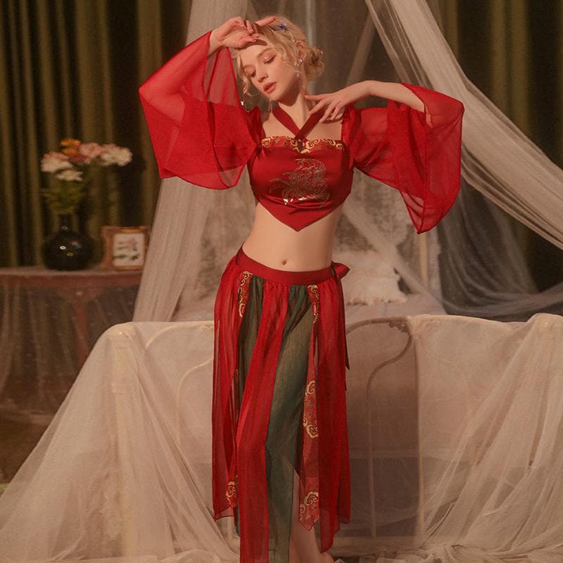 Cosplay Underwear, Women's Pajamas, Sexy Halterneck Chinese Style Underwear, Autumn Honeymoon Exotic Costumes One Size