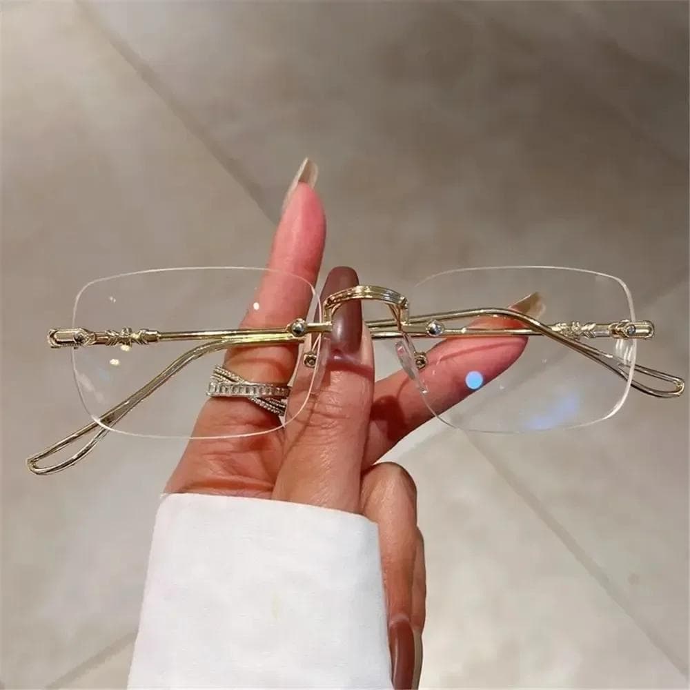 Rimless Rectangle Sunglasses UV400 Metal Eyewear Fashion Vintage Shades For Men Women Brand Design Ocean Lenses