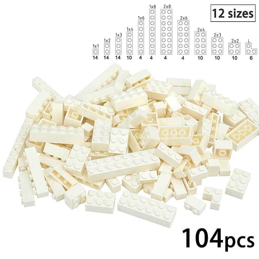 104Pcs Mixed Thick Figure Building Blocks 12 size 16 Colors Compatible Classic Baseplate Leduo Creative Toys For Children white