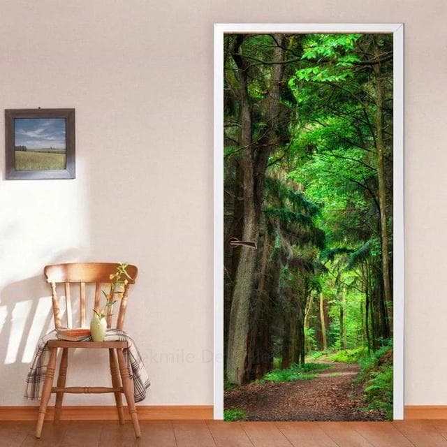 3D Scenery Porch Vinyl Door Sticker For Bedroom Home Decor Self Adhesive Removable Wall Decal Door Renovation Waterproof Poster 40x120cm(not cut)