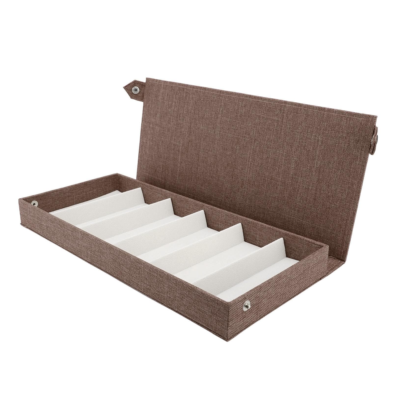 6 Slots Linen Eyeglass Box Eyeglasses Storage Case Multi Slots Fashion Eyewear Display Organizer coffee