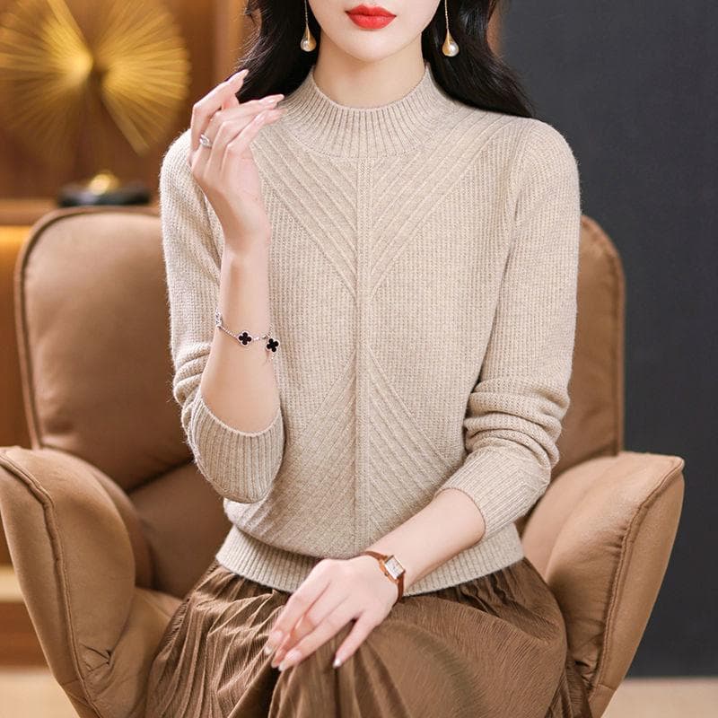 Winter Knitted Warm Base Sweater Loose Sweater Inner Top for Women 5XL