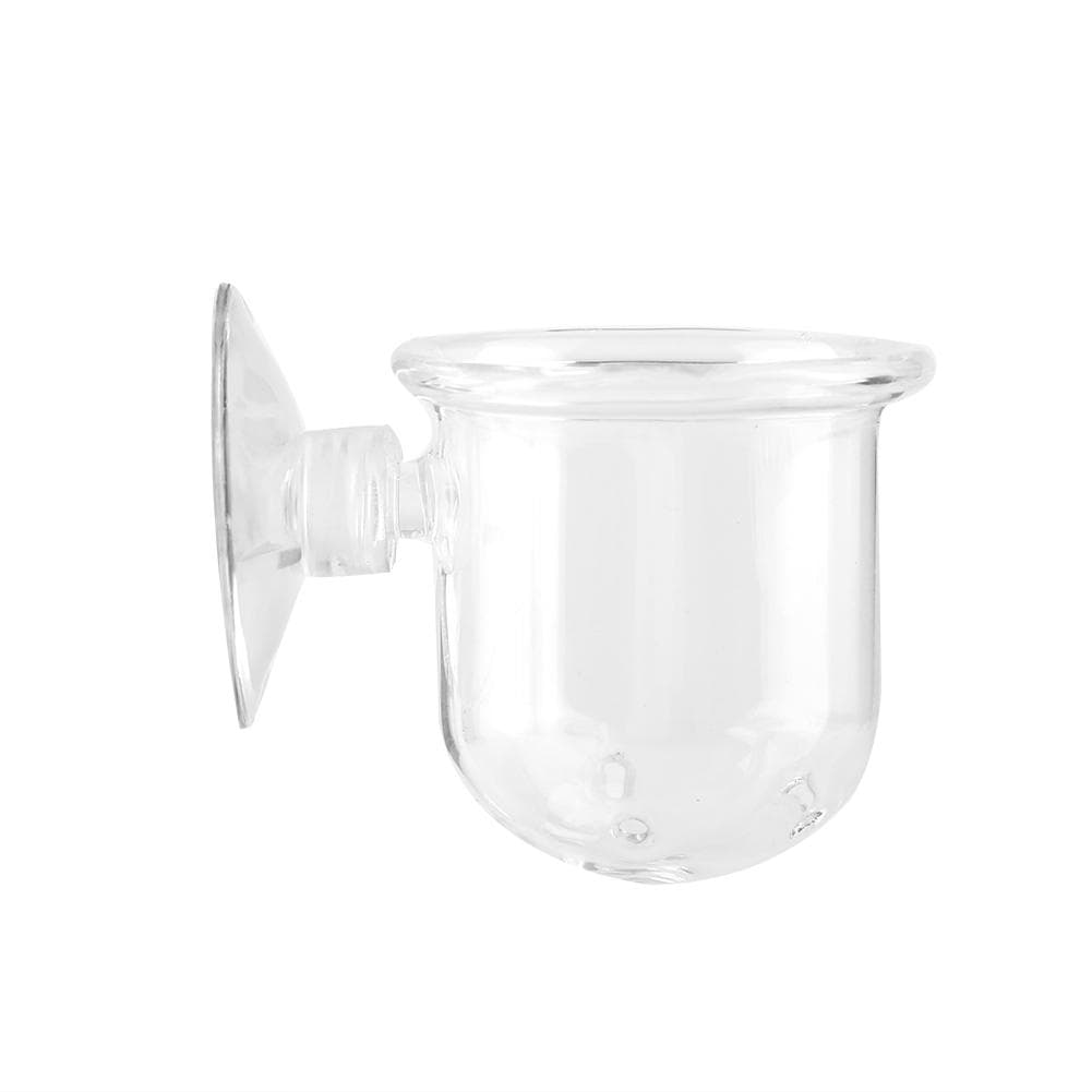 Small Crystal Glass Plant Feeding Cup Fish Red Worm Feeder Cups for Aquarium(S)