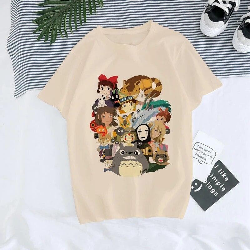 Unisexga Anime 90s Totoro Harajuku Ullzang T Shirt Women T-shirt Miyazaki Hayao Spirited Away Tshirt Top Tees FeUnisex S