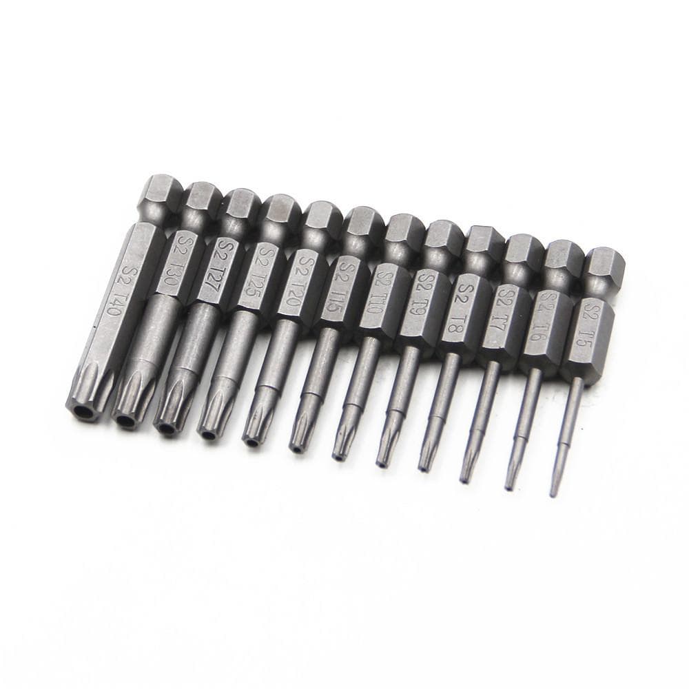 12-Piece 1/4 Inch Hex Heads Drill Bit Set Steel Screwdriver Bits 50MM Long Compatible with Power black
