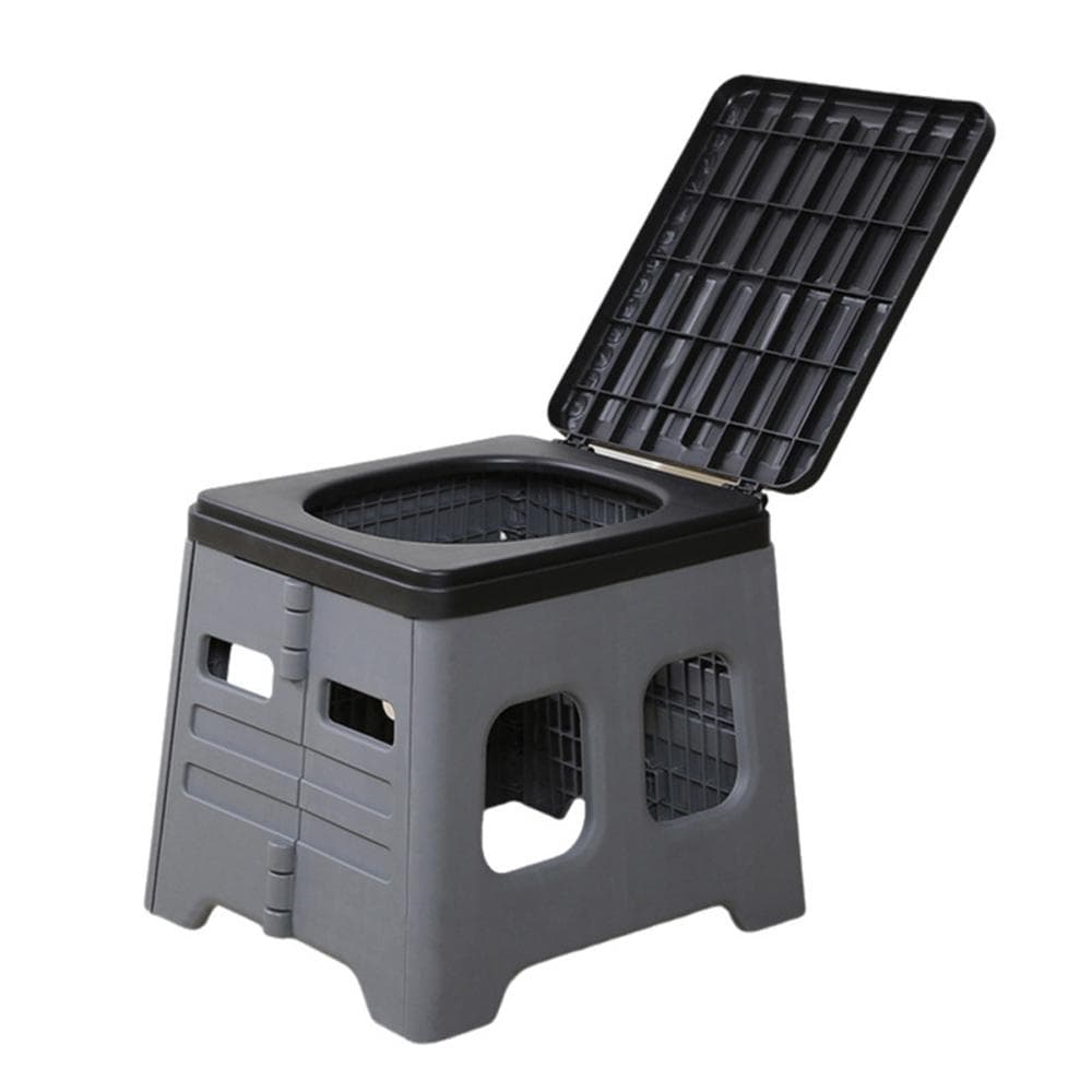 Travel Car Toilet Portable Folding Potty Camping Emergency Toilet with Lid Load up to 150KG for Car grey