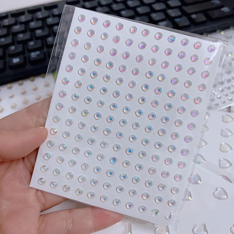 1pc Laser Diamond Crystal Tattoo Sticker DIY Face Eyes Makeup Rhinestone Stickers Disposable Acrylic Pearl Sticker Self-adhesive
