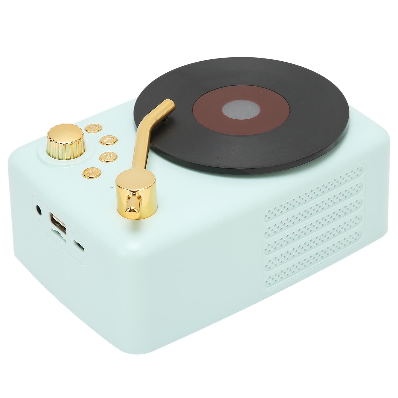 Bluetooth Speaker Stereo USB Charging Retro Turntable Design Portable Mini Wireless Speaker for blue
