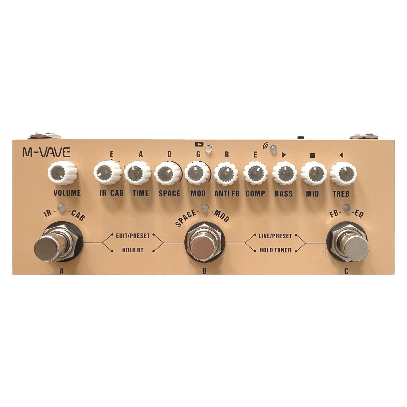 M-VAVE CUBE BABY Portable Multifunctional Bass Combined Effect Pedal with Wireless Music Playback for Acoustic Guitar yellow