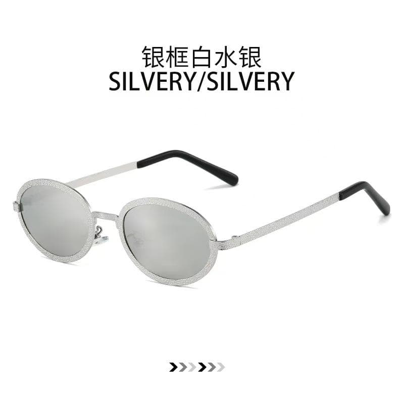 New Oval Small Fragrance Sunglasses Women Metal Eyeglasses Embossed Retro Starry Sparkling Artistic Glasses 1PC