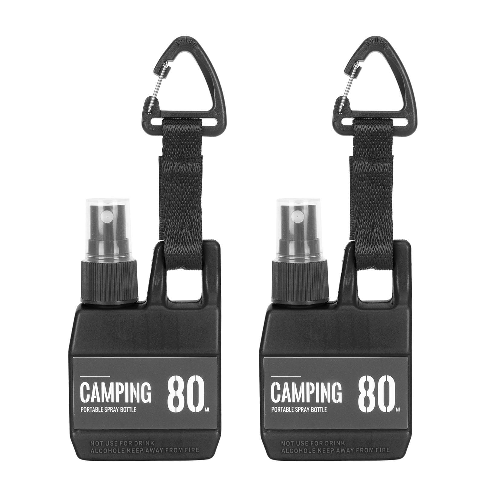 2Pcs 80ml 2.7oz Small Spray Bottle Press Type Fine Mist Travel Size Spray Bottle with Buckle Black