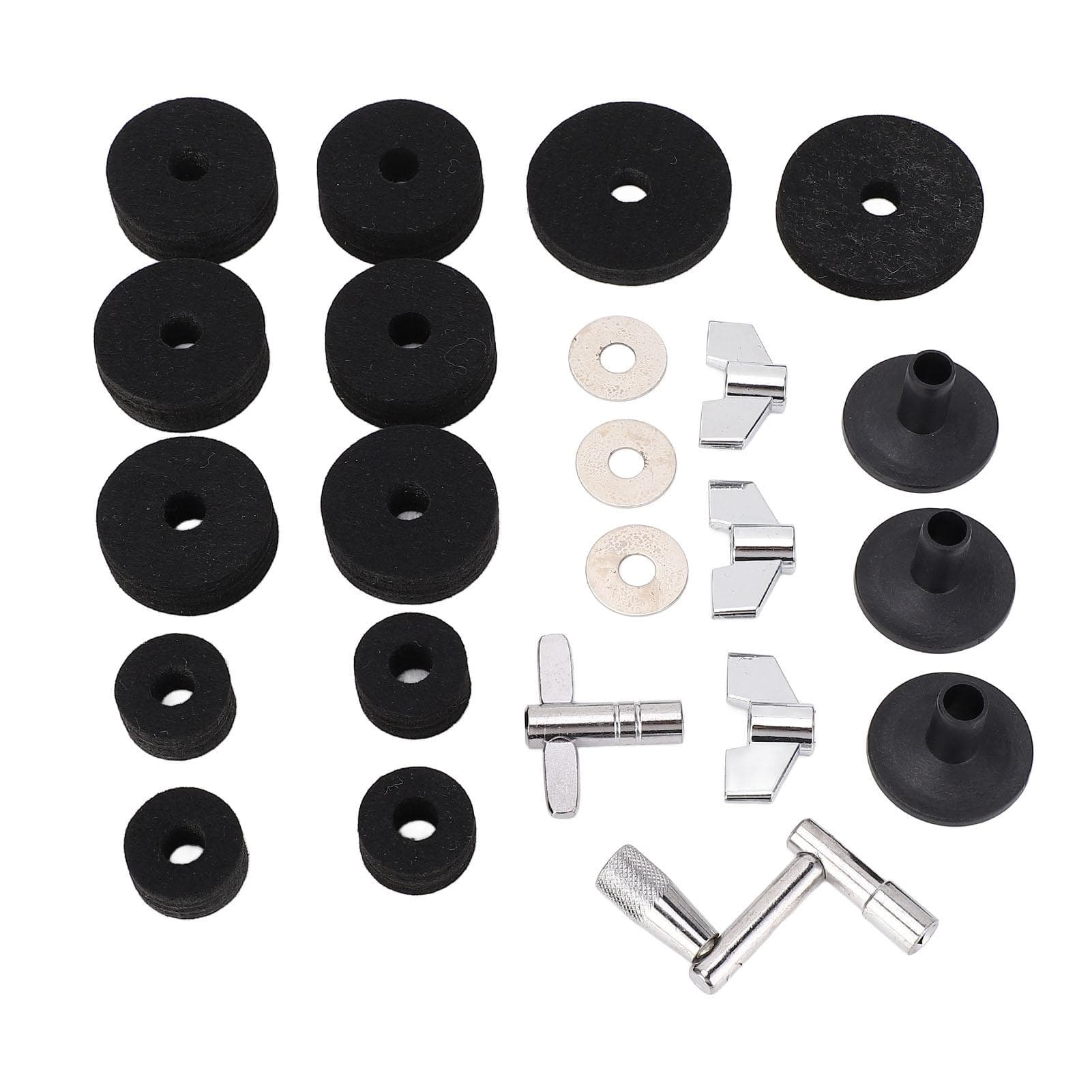 23 Pieces Cymbal Replacement Accessories Non Slip 2.5cm 4cm 5cm Felt Pads Drum Cymbal Sleeves Nuts black