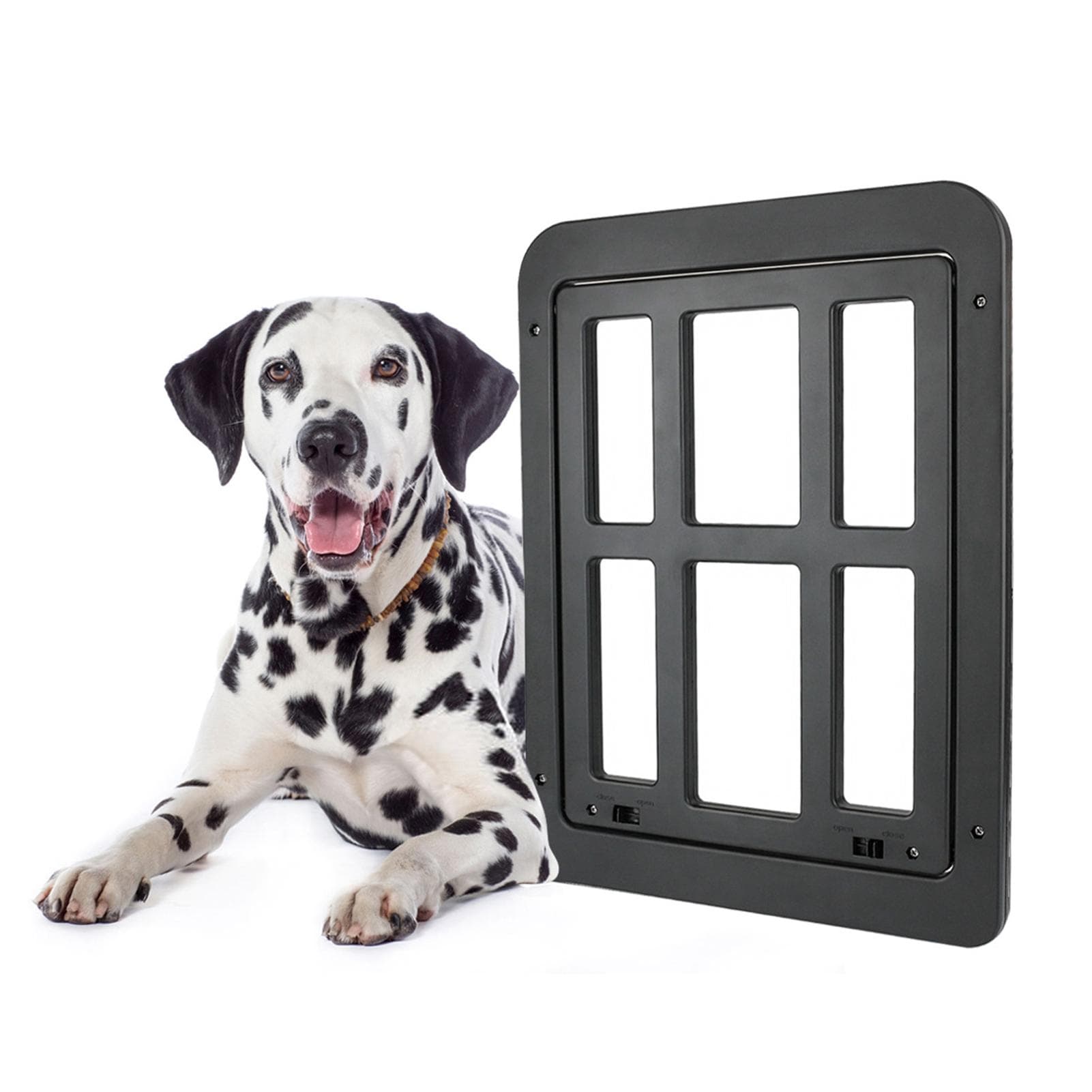 Pet Screen Door Dog and Cat Flap Door for Screen Door In Out 2Way Locking Pets Doors black