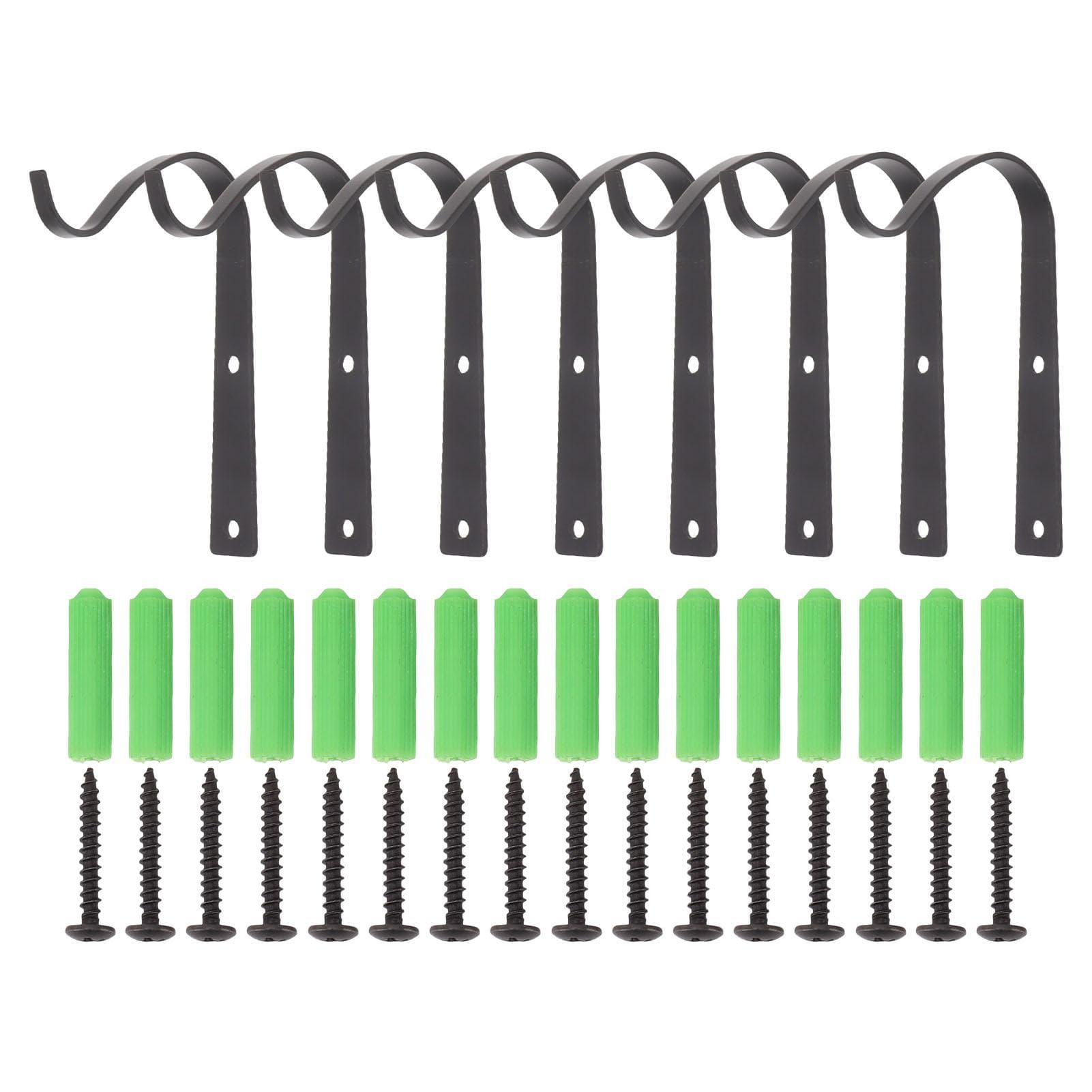 8Pcs Black Plants Hanging Wall Hook S Shape Wall Mount Plants Pot Hanging Bracket for Flower Basket