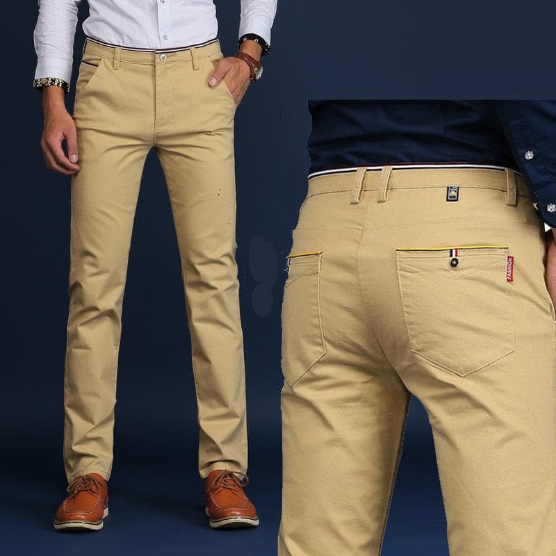 Men's Trousers Casual Business Uniforms Fashion Straight Pants 32 khaki