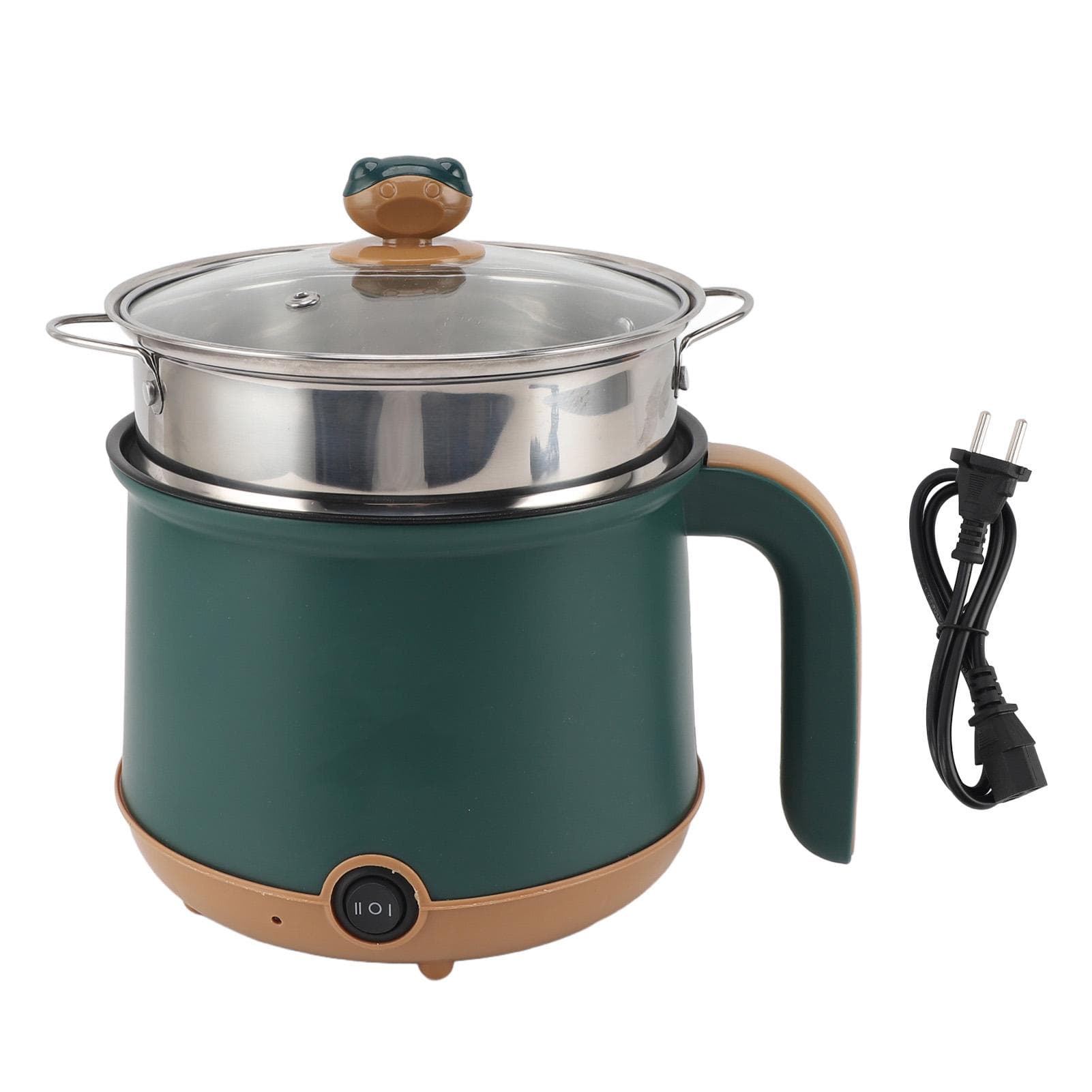 Electric Hot Pot Green 1.8L 600W Cooking Pot with Steam 2 Adjustable Level Anti Stick L(for 6.5-9kg)