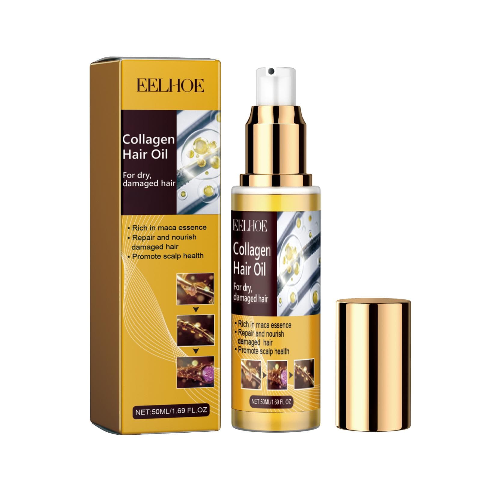 EELHOE Collagen Hair Treatment Oil Repair Split Ends Improve Hair Conditioning Moisturize Smooth Hair Essence