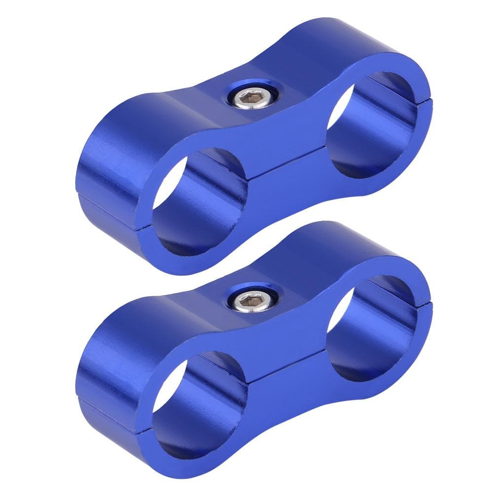 2Pcs AN6 Braided Hose Separator Clamp Fitting Adapter Bracket Universal Blue