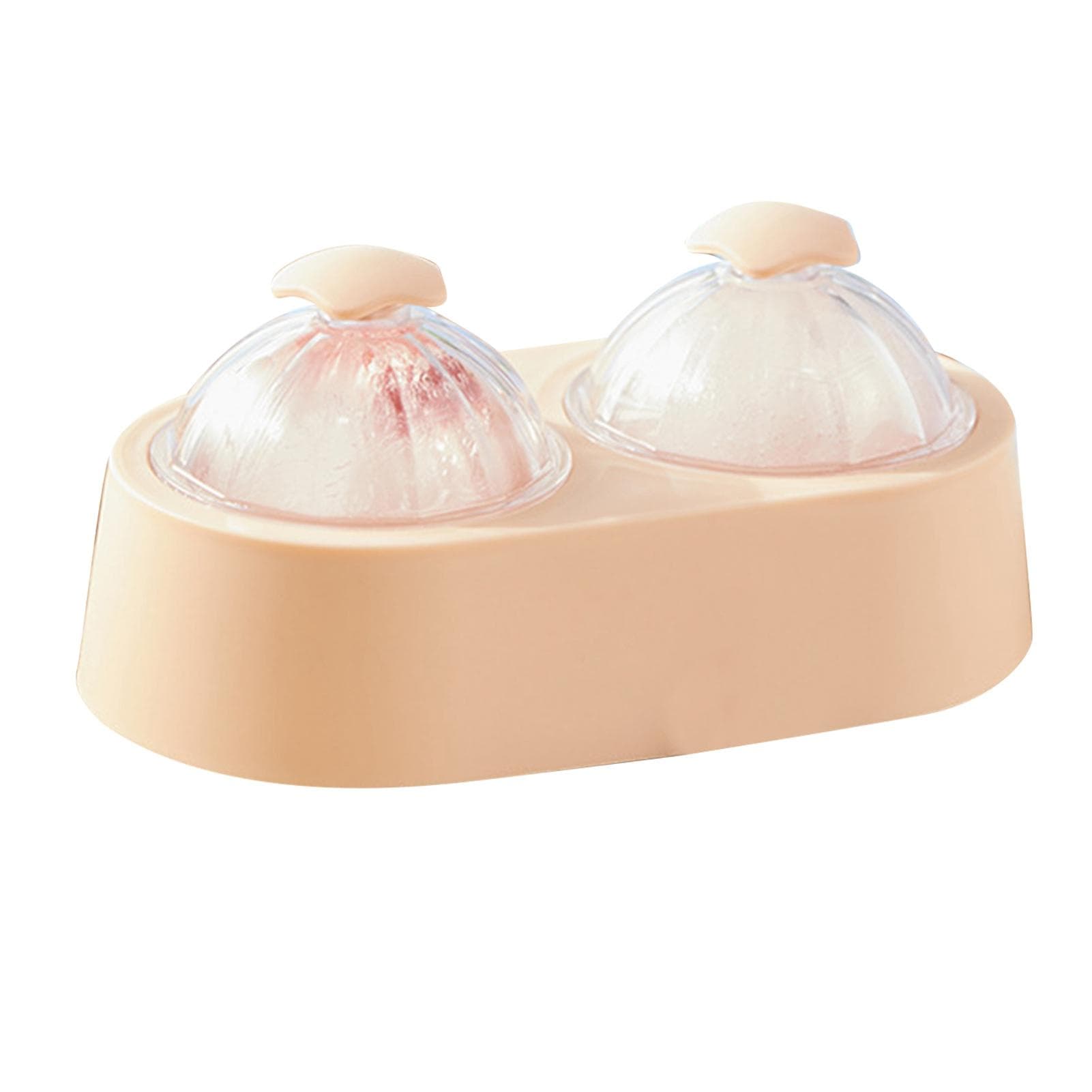 Dual Ice Ball Mold Round Ice Tray Ice Cube Mold Tray with Lid Cover for Kitchen Home Cocktail pink