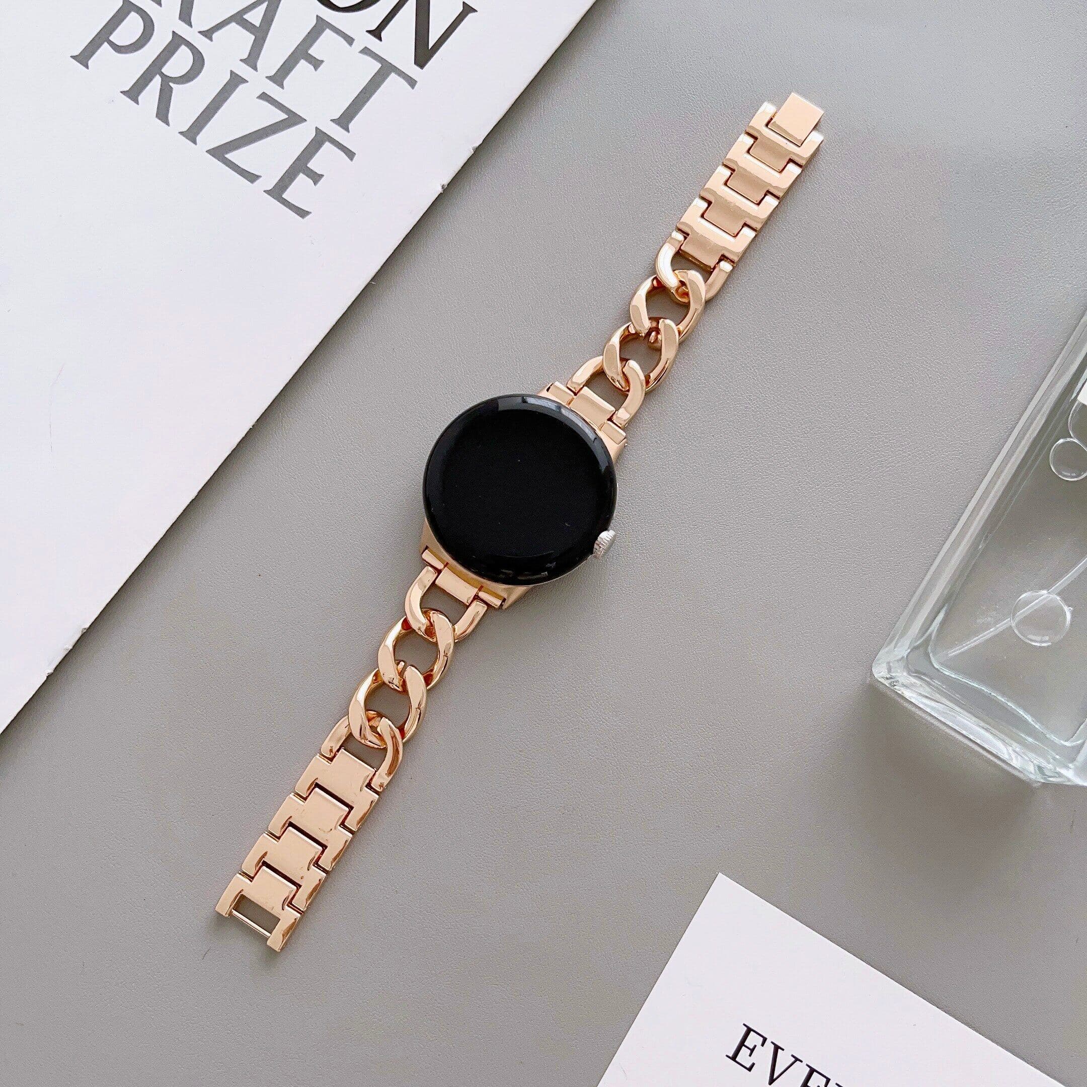 Stainless Steel Strap For Google Pixel Watch 2 Band Metal Bracelet Chain Replacement Smartwatch Wristbands For Google Pixel Watch Strap Google Pixel Watch 1-2 rose gold
