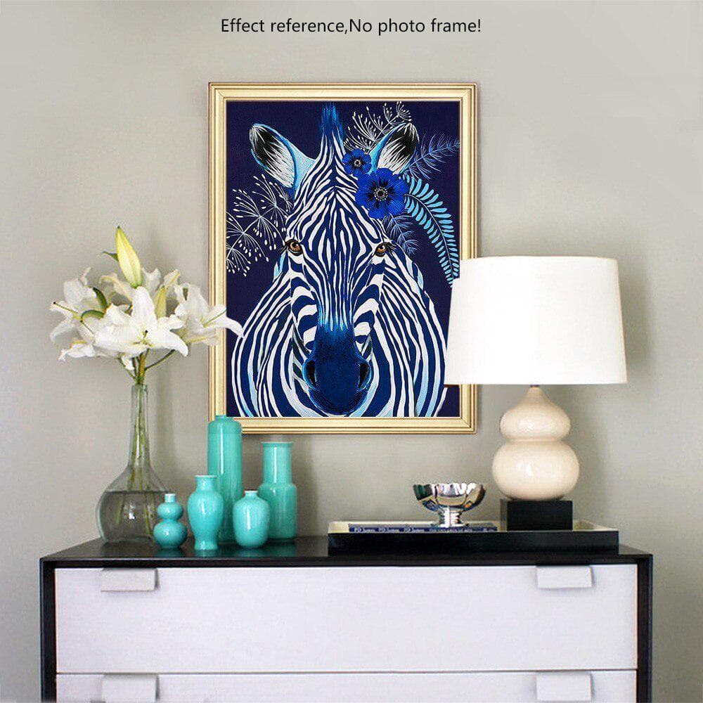 Full Round Diamond Embroidery Full Display Animal 5D DIY Diamond Painting Zebra Picture 20X30CM