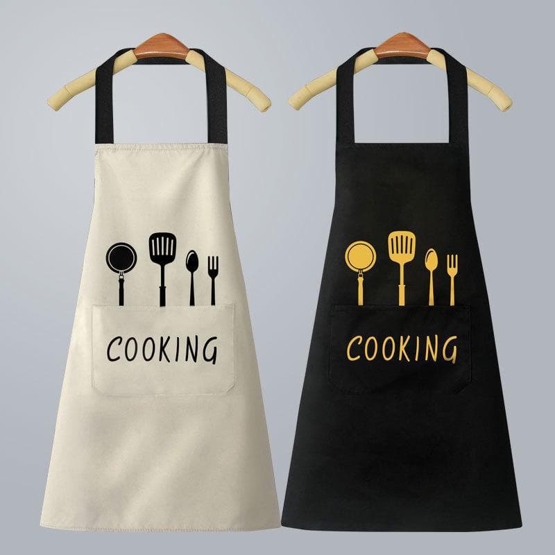Waterproof Cute Japanese Style Cooking Apron - Wipeable & Oil-Proof for Women Regular Style white/black
