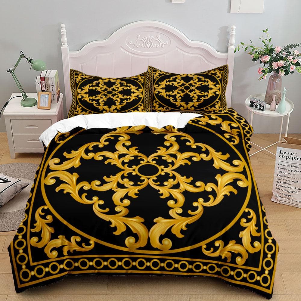 Seamless Chains Baroque Pattern Bohemian Bedding Set Small Single Twin Double Queen King Cal King Size Bed Linen Set AU Queen(210x210cm)