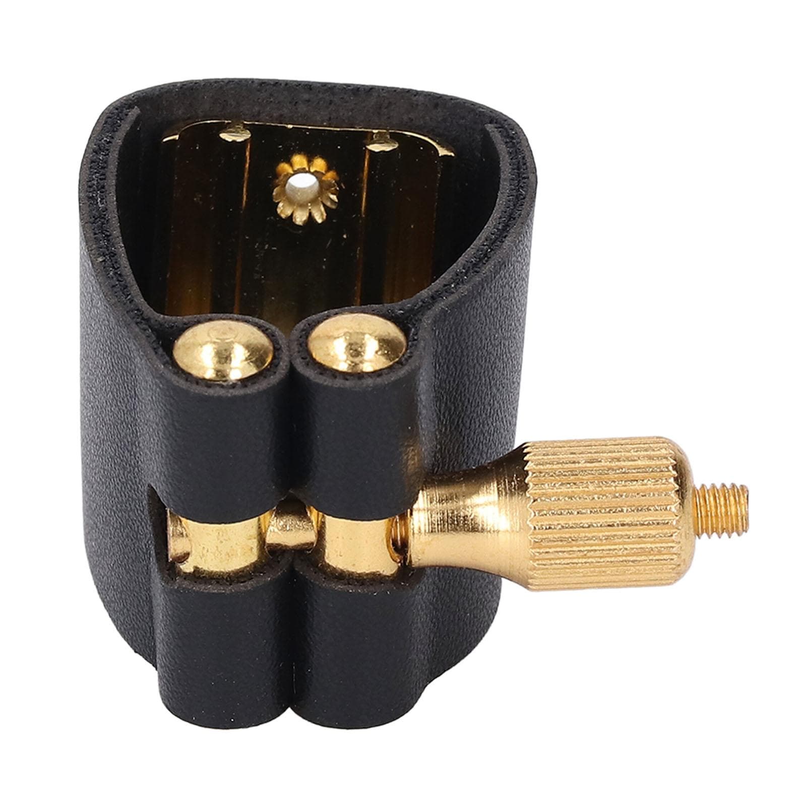 Sax Mouthpiece Ligature Leather Strap with Metal Clamp Compact Reed Guard Fastener for Alto