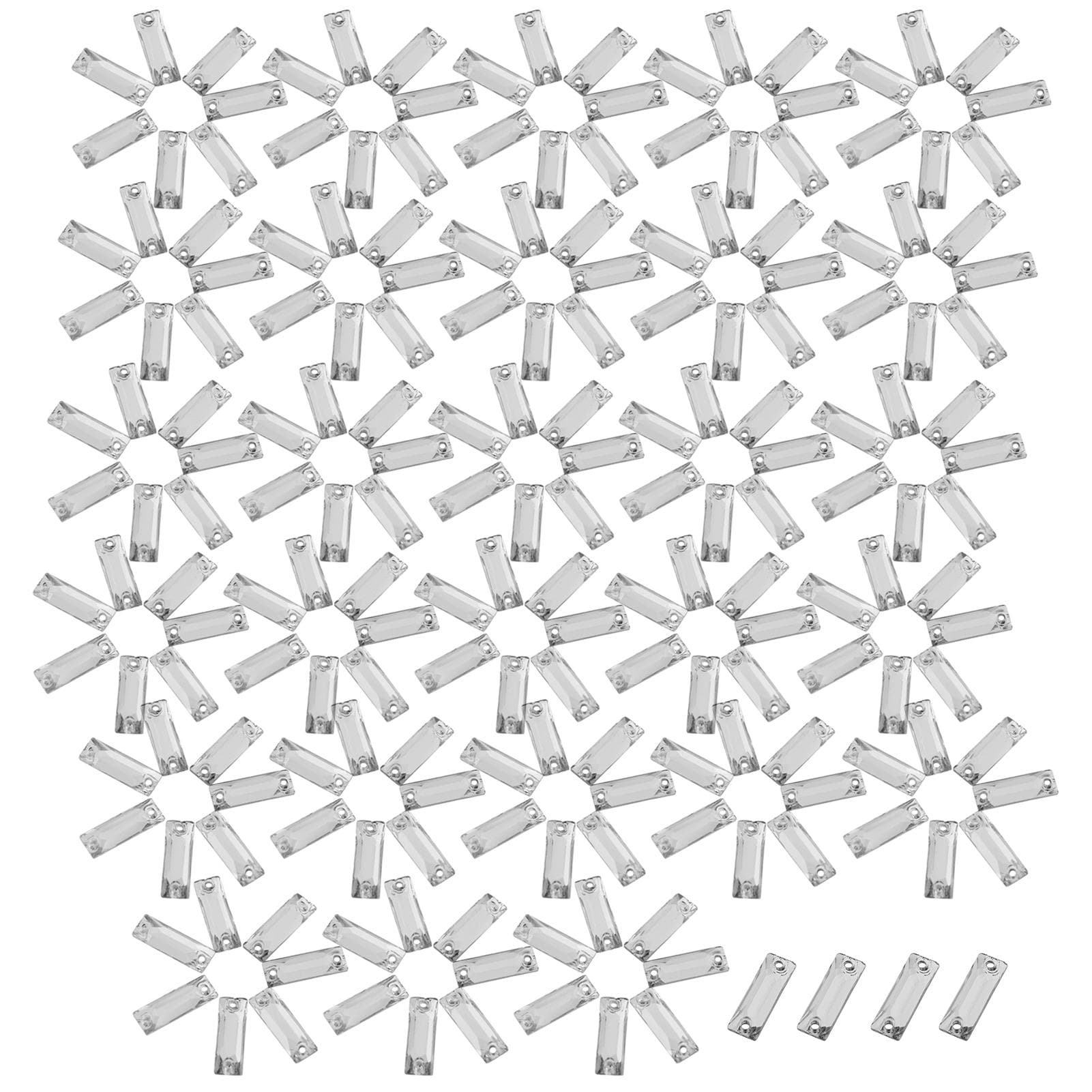 200pcspack Flatback Acrylic Resin Sewing Shiny Crystal With Hole Craft Accessories(#10) 6*17.5mm long strip