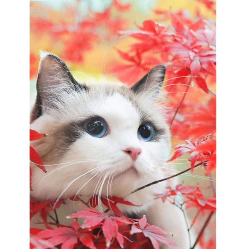5D Diamond Craft Painting Cat Under The Maple Diy Rubik's Cube Diamond Embroidery Mosaic Gift 20X30CM