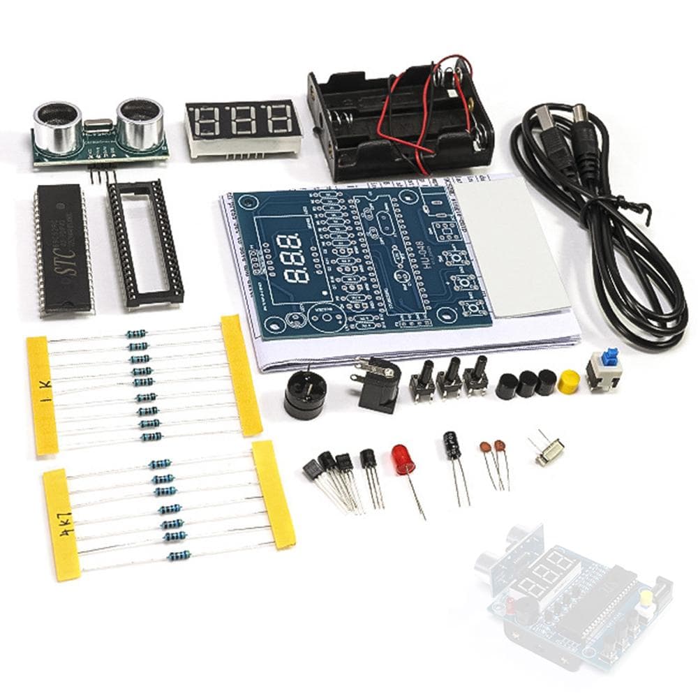 Distance Measuring Loose Parts Distance Measuring Instrument Based On 51 Microcontroller Designed without housing multicolour