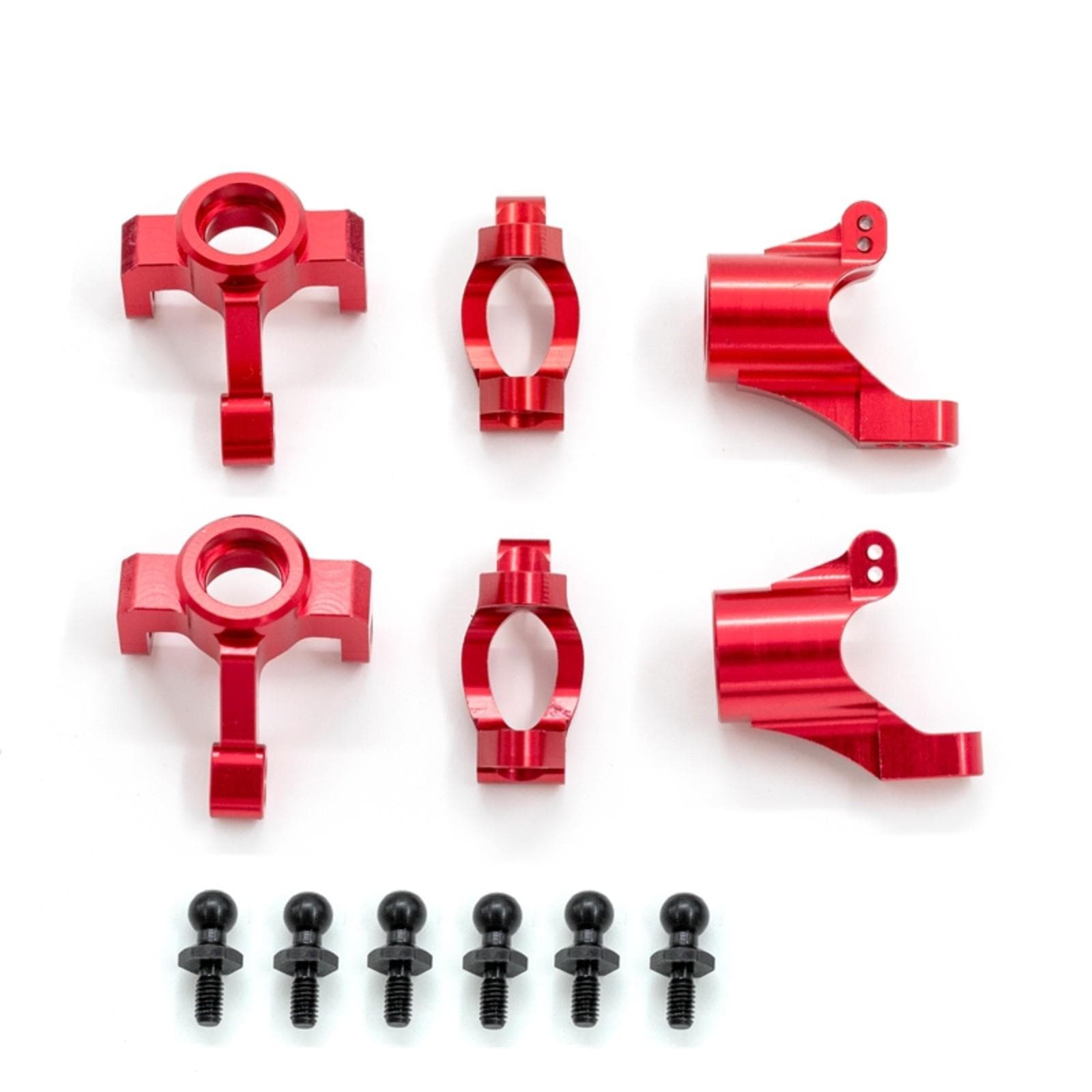 Aluminum Caster Blocks C-Hubs Steering Block Stub Axle Carriers Knuckles Set Replacement for TRAX4 red
