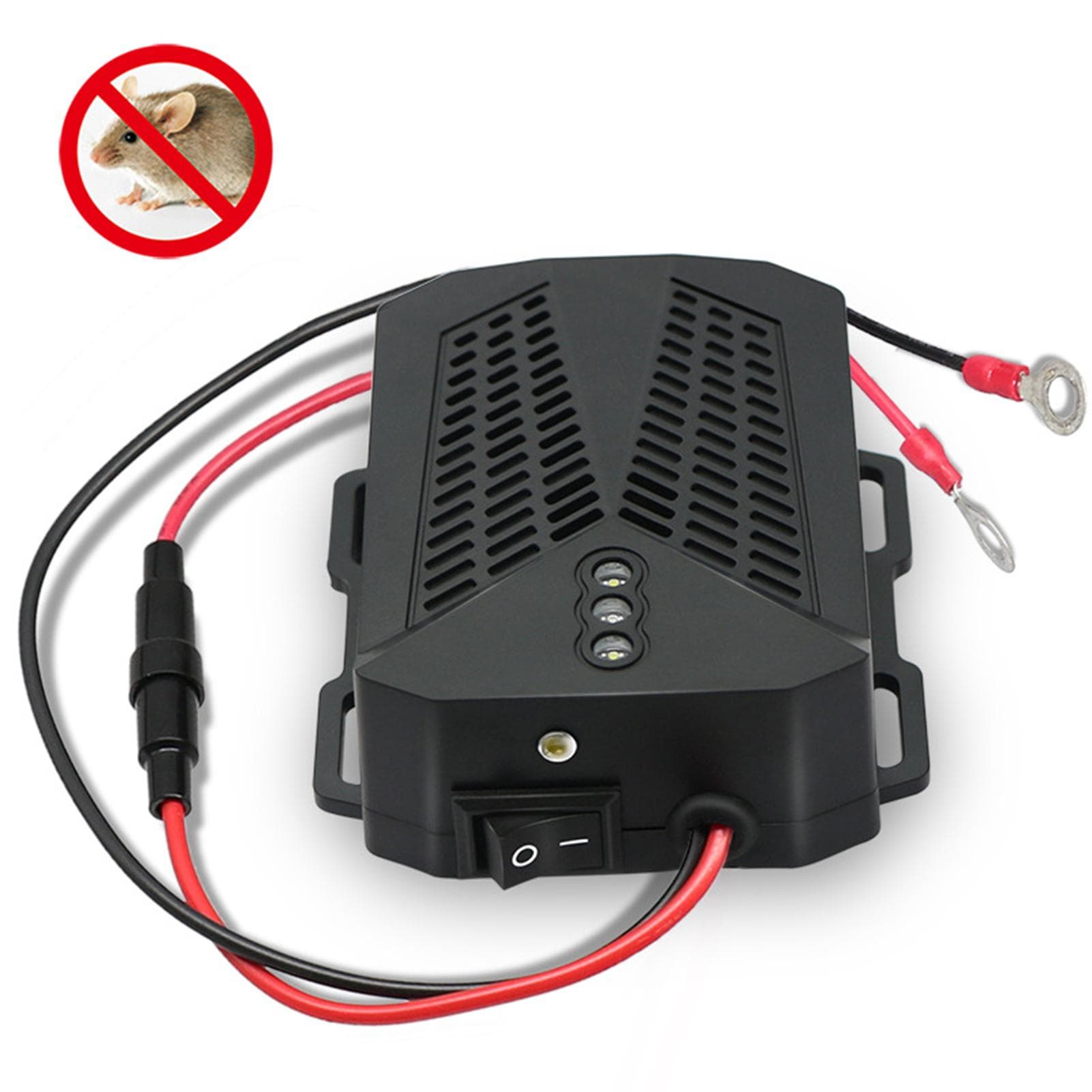 Rodent Repellent Car Mouse Repeller Electronic Ultrasonic Car Mouse Repeller Over-voltage black