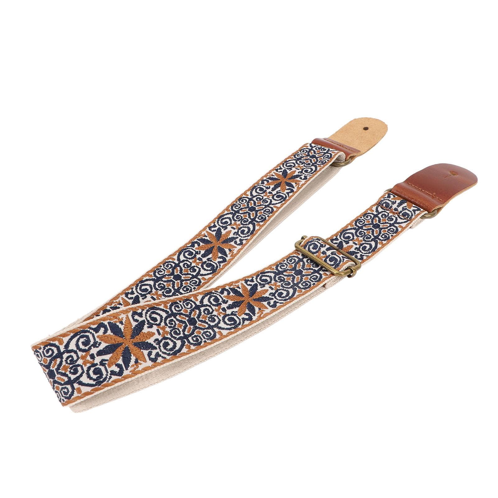 Ukulele Strap Embroidery Style Retro Metal Buckle Adjustable Breathable Shoulder Belt for Banjo