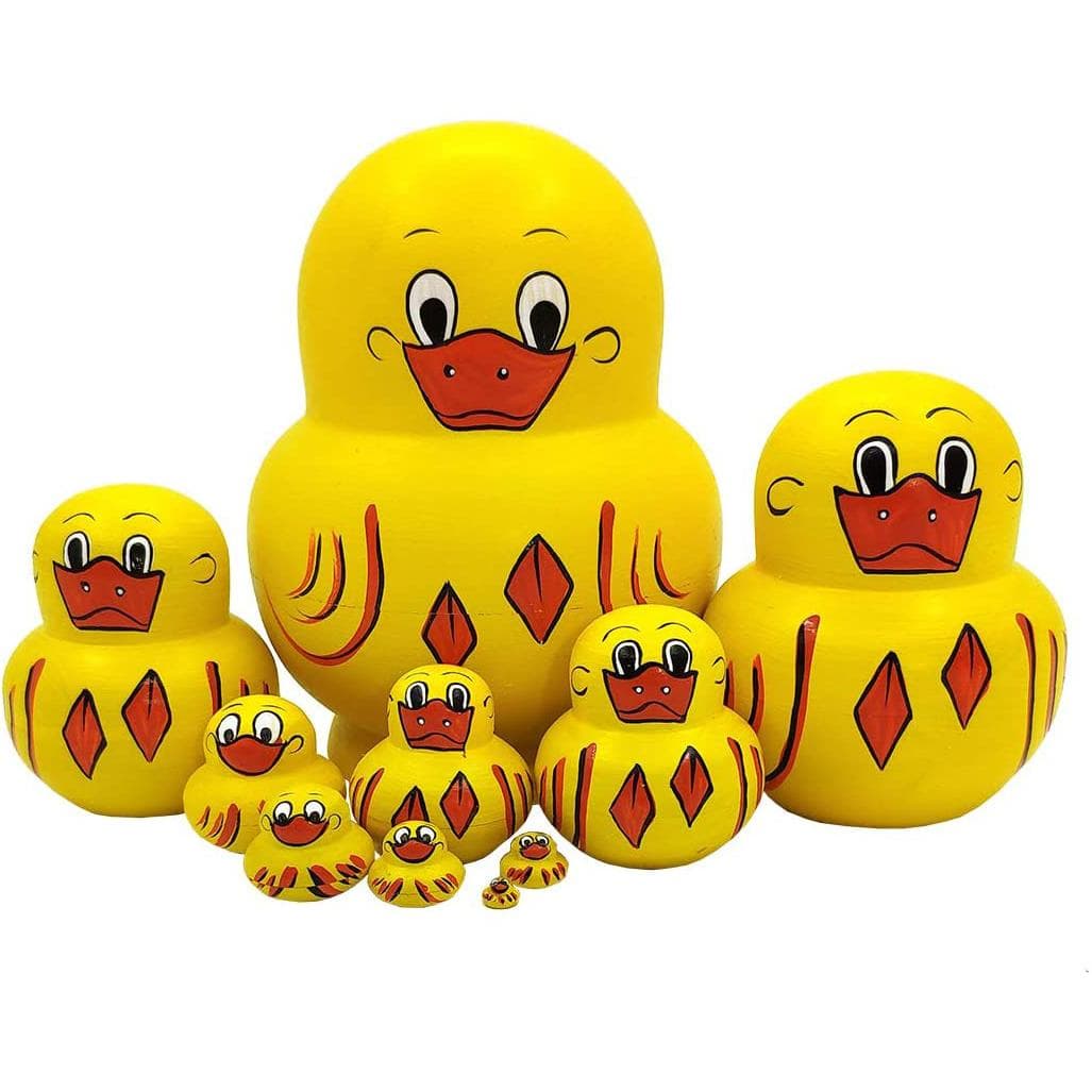 10pcs Animal Pattern Wooden Nesting Toys Nesting Dolls Matryoshka Stacking Dolls 15x10x10cm
