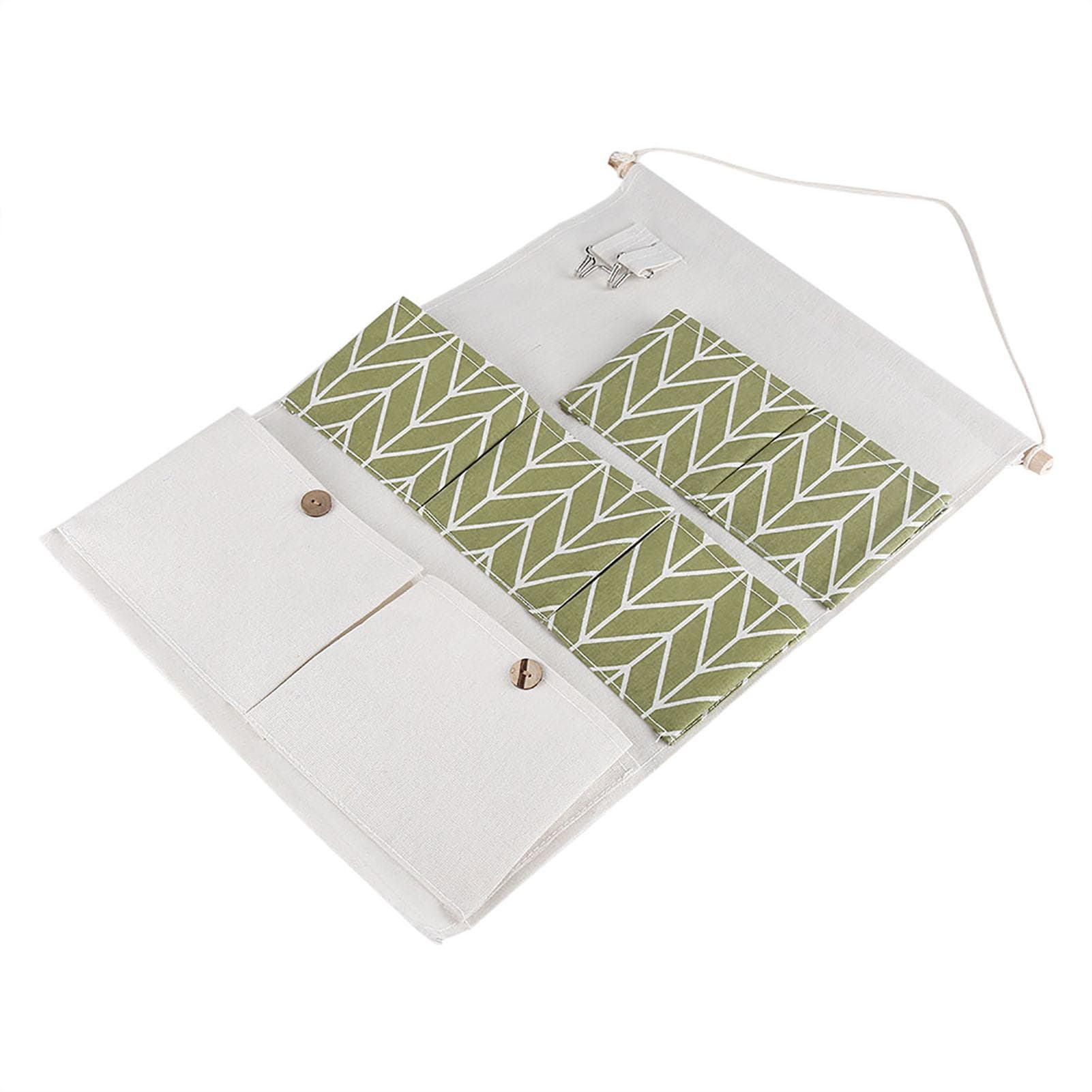 7 Pockets Cotton Linen Wall Hanging Storage Bags Door Pouch Bedroom Home Organizer Green green