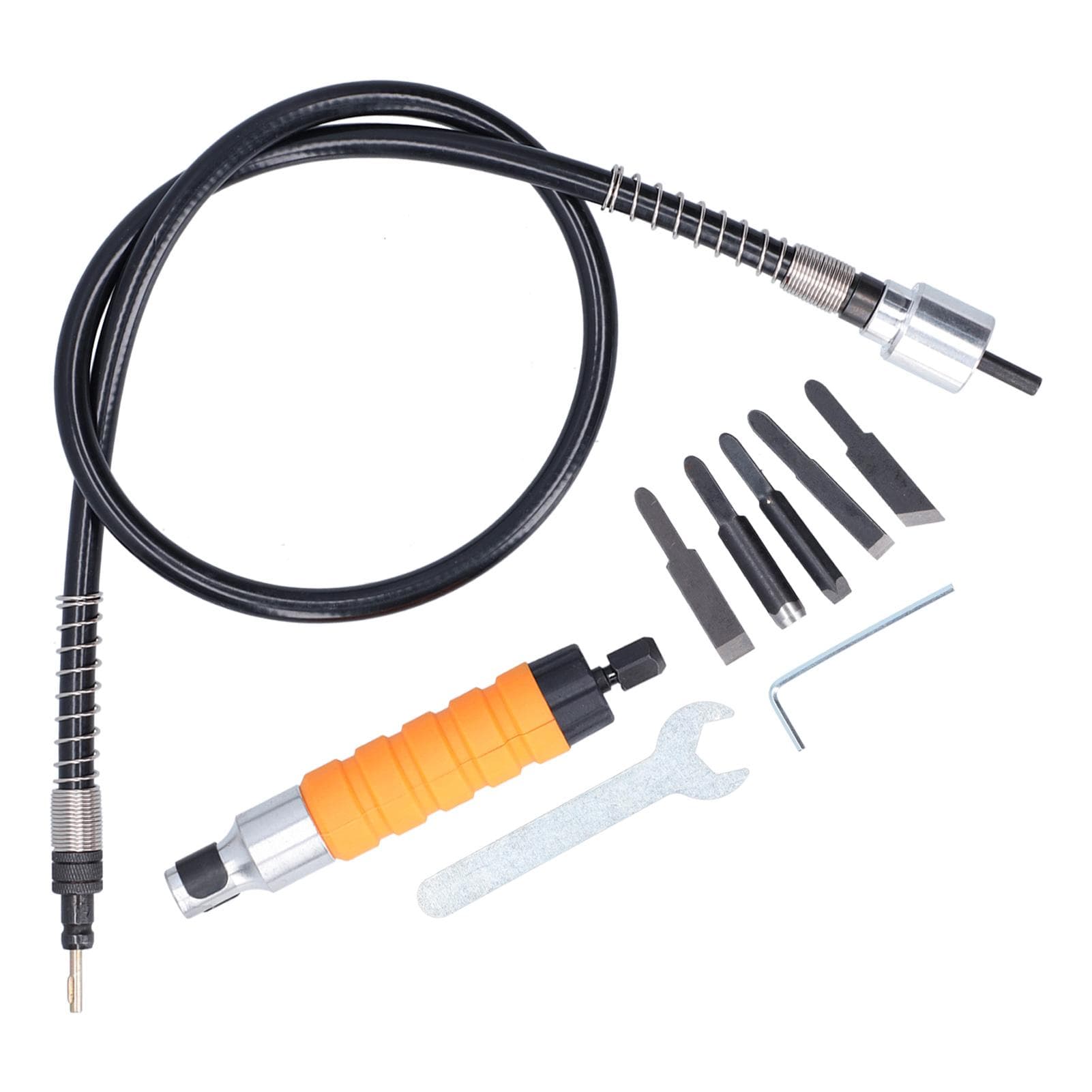 Electric Carving Chisel Tool Woodworking Carving Knife Set with Rubber Flexible Shaft