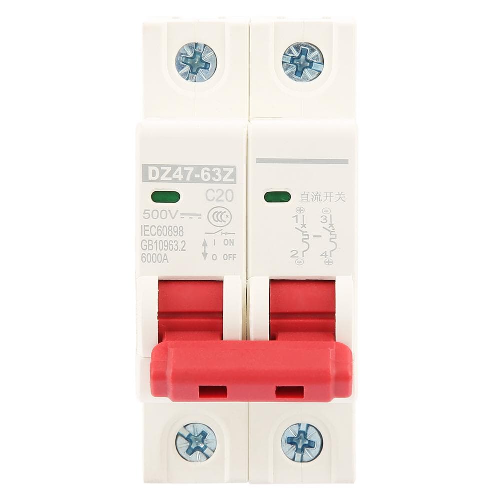 2P DC 500V 20A Mini Circuit Breaker MCB Safety Breaker DZ4763Z2P