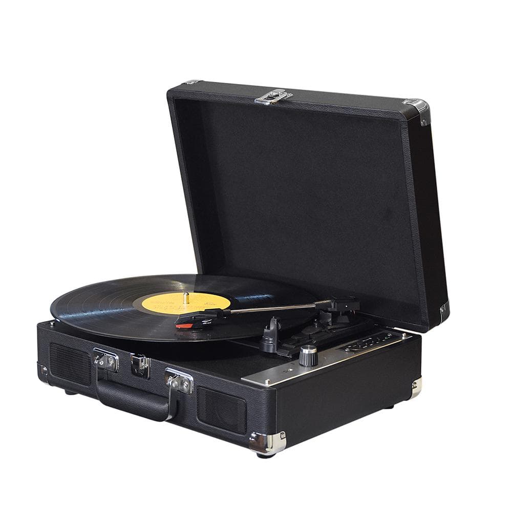 Vintage Vinyl Record Player BT Phonograph USB Recording 33/45/78RPM Support for 7/10/12inch Vinyl black