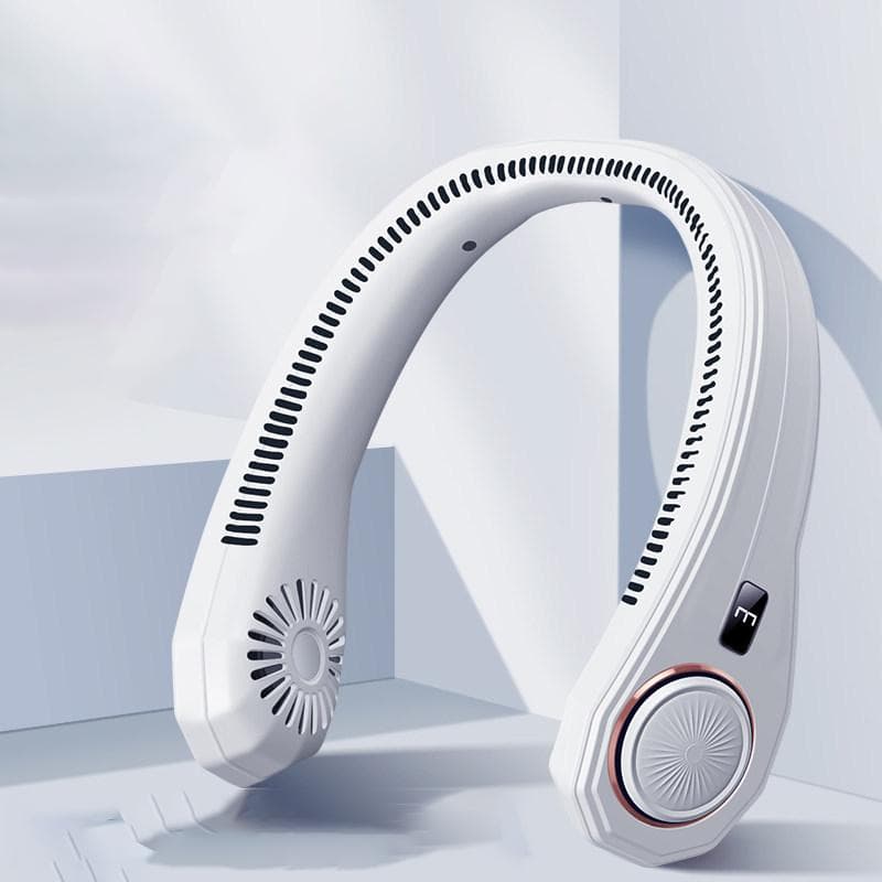 New 3 Gears Hanging Dual Cooling Neck Fan Mini USB Portable Rechargeable Quiet Ventilator for Traveling Outdoor Indoor Neck Fan white
