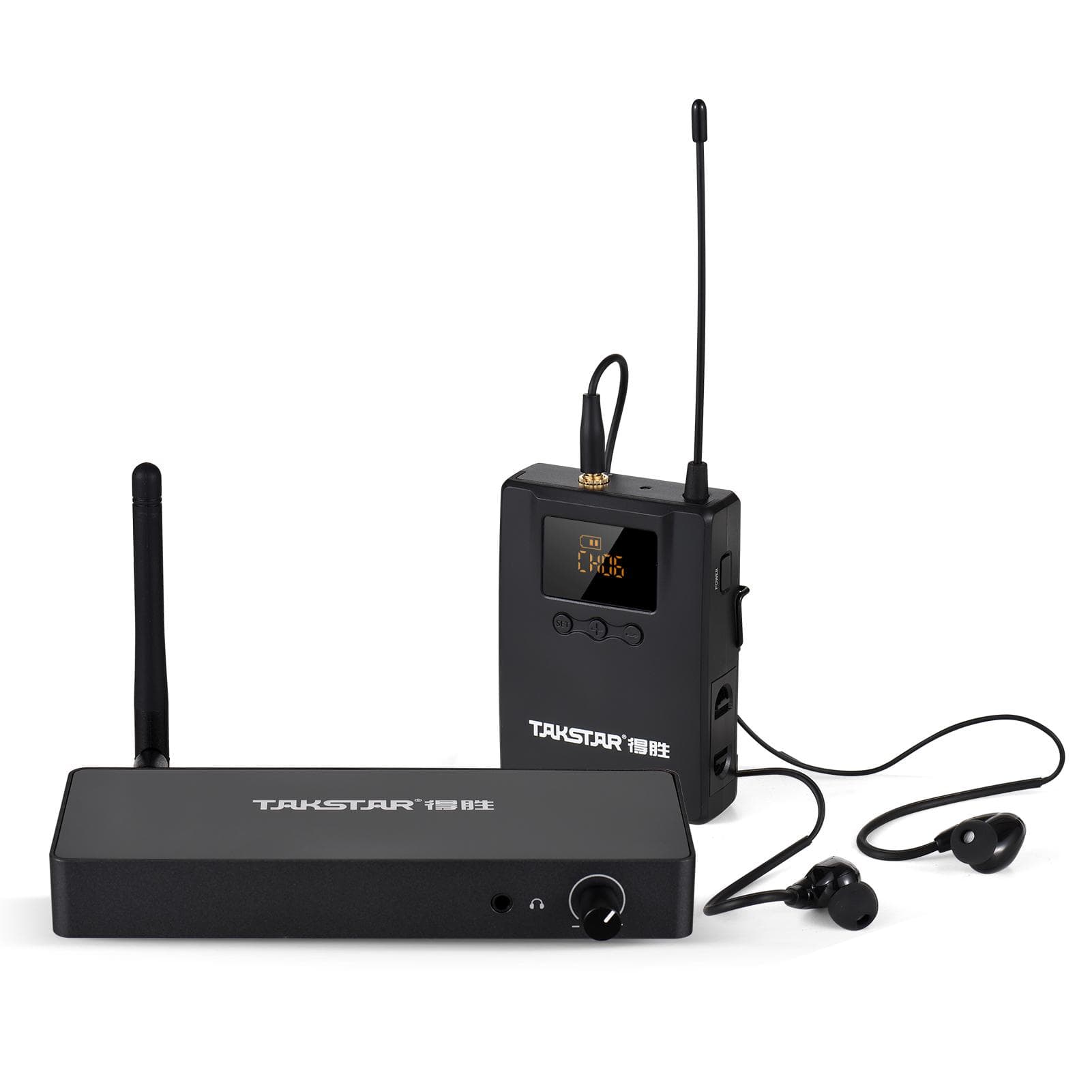 TAKSTAR WPM-300 Wireless Monitoring System with In-ear Earphone UHF Audio Transmitter Bodypack EU Plug black