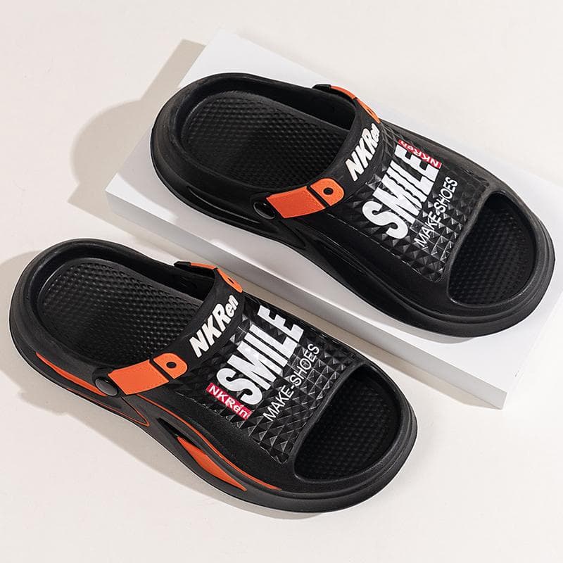 Men Slippers Platform Non-slip Indoor Outdoor Flip Flops Fashion Lightweight Two-Wear Walking Sandals Outdoor Beach Shoe for Men 39-40 black