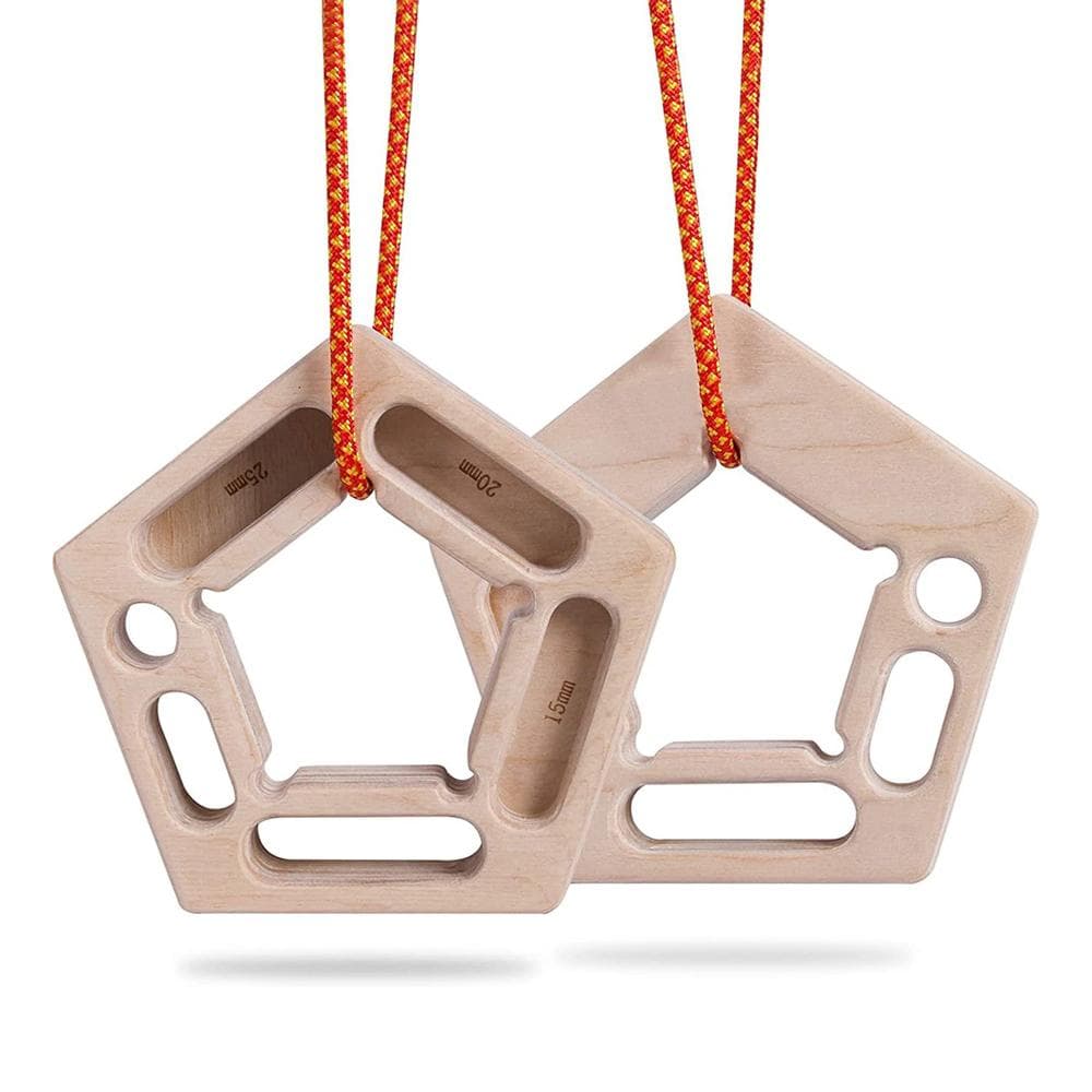 Climbing Hangboard Wooden Fingerboard Grip Trainer Multifunctional Pentagon Hand Wrist Forearm beige